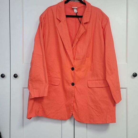Ava & Viv Women's Coral Orange Blazer, 3X - Picture 4 of 7